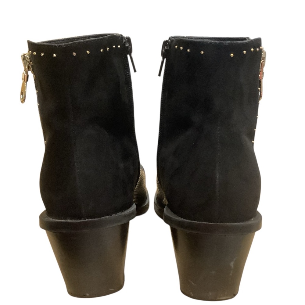 ShoeDazzle Elidi Black Ankle Boots with Gold Accents Size 9 - Picture 2 of 10